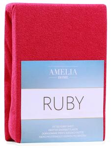 AmeliaHome Froté prostěradlo Ruby, červená Rozměr: 120-140x200+30 cm