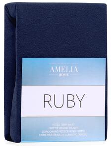 AmeliaHome Froté prostěradlo Ruby, tmavě modrá Rozměr: 100-120x200+30 cm