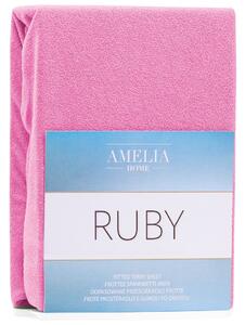 AmeliaHome Froté prostěradlo Ruby, růžová Rozměr: 140-160x200+30 cm