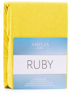 AmeliaHome Froté prostěradlo Ruby, žlutá Rozměr: 180-200x200+30 cm