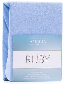 AmeliaHome Froté prostěradlo Ruby, modrá Rozměr: 80-90x200+30 cm