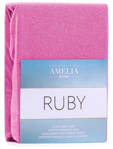 AmeliaHome Froté prostěradlo Ruby, fuchsiová růžová Rozměr: 140-160x200+30 cm