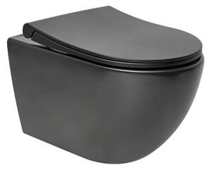 Wc s prkénkem softclose závěsné VitrA S60 černá mat zadní odpad 7510-083-6319