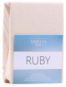 AmeliaHome Froté prostěradlo Ruby, béžová Rozměr: 120-140x200+30 cm