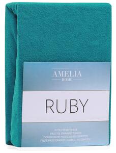 AmeliaHome Froté prostěradlo Ruby, tyrkysová Rozměr: 100-120x200+30 cm