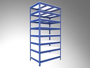 Bezšroubový regál Biedrax 35 x 75 x 210 cm, modrý, 8 polic bílé lamino 12mm, nosnost 300 kg na polici