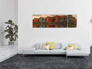 Obraz barevných domečků (170x50 cm)