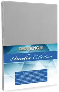 DecoKing Bavlněné jersey prostěradlo Amelia, stříbrná šedá Rozměr: 80-90x200+30 cm