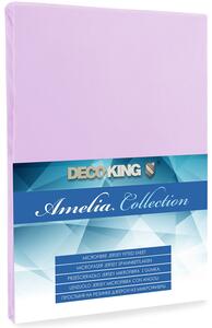 DecoKing Bavlněné jersey prostěradlo Amelia, fialová Rozměr: 100-120x200+30 cm