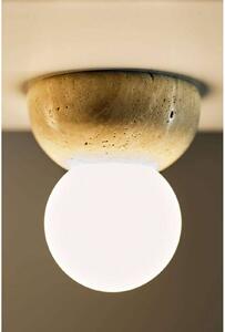 Globen Lighting Nástěnné světlo Torrano, béžové, Ø 13 cm, IP44, stmívatelný, Krémová / jantar, Obývací pokoj / jídelna, Kámen, Design, Koule