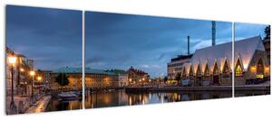 Obraz vodního kanálu - Göteborg (170x50 cm)
