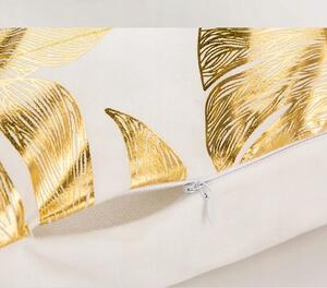 Tutumi, ozdobná návlečka na polštář 45x45 cm, černá-zlatá, vzor listy, NAZ-02001