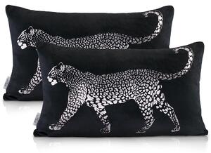 AmeliaHome Povlak na polštář Nancy, leopard černá, 30x50 - 2 ks