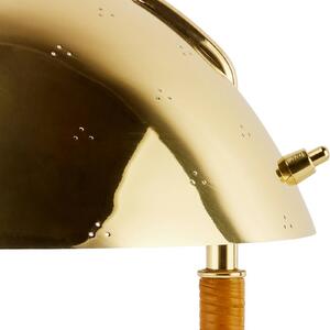 Stolní lampa GUBI 9209, mosaz, ratan, výška 36,5 cm