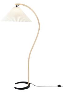 Stojací lampa GUBI Timberline, dřevěný rám, bílé plátěné stínítko