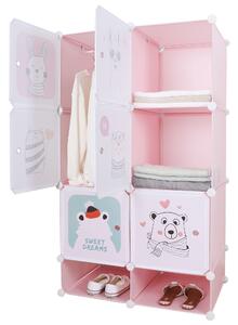 TEMPO Modulární skříň pro děti, růžová / dětský vzor, NORME