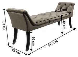 TEMPO Designová lavice, olivově zelená Velvet látka / kaučukové dřevo, HEMY TYP 2
