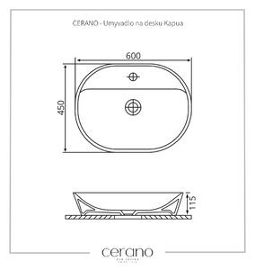 Cerano Kapua, umyvadlo na desku 60x45x11,5 cm, bílá, CER-CER-403362