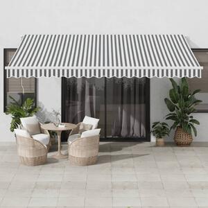 Ručně zatahovací markýza antracitová a bílá 450 x 350 cm 3215796