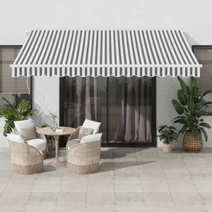 Ručně zatahovací markýza antracitová a bílá 400 x 350 cm 3215792