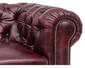 Massive home | Luxusní sedací souprava, starožitná červená Chesterfield z pravé kůže MH446CHES
