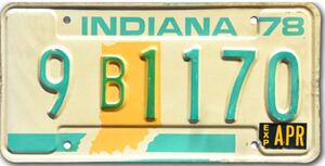 Americká SPZ Indiana 1978 Map 9B1170