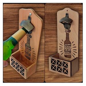 WoodResinHome Nástěnný dřevěný otvírák na láhve