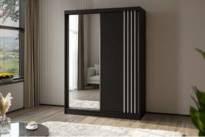 Zrcadlová skříň s lamelami Korina 160 cm Barva: Černá / Černá / Artisan