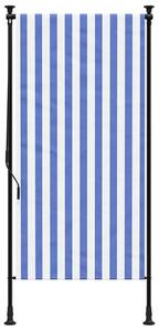 Venkovní roleta modrá a bílá 100 x 270 cm textil a ocel