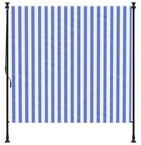Venkovní roleta modrá a bílá 150 x 270 cm textil a ocel