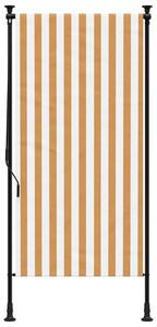 Venkovní roleta oranžová a bílá 100 x 270 cm textil a ocel