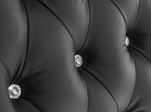 Massive home | Luxusní podnožka, černá Chesterfield z pravé kůže MH844CHES