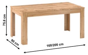 TEMPO Rozkládací jídelní stůl, dub apalačský, 160-200x90 cm, PUSAN S