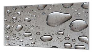 Ochranná deska šedý nerez s kapkami vody - 50x70cm / Bez lepení na zeď