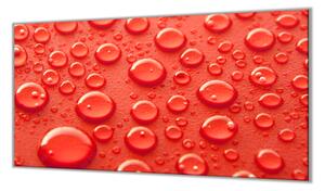 Ochranná deska kapky vody na červeném podkladu - 52x60cm / S lepením na zeď