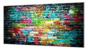 Ochranná deska cihlová zeď barevná - 55x55cm / S lepením na zeď