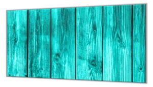 Ochranná deska tyrkysový obklad dřevo - 52x60cm / S lepením na zeď