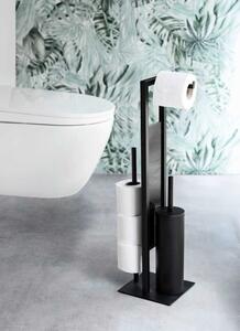 Matně černý ocelový stojan na toaletní papír se štětkou Rivalta – Wenko