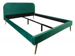 Massive home | Dvoulůžková postel ze sametu zelená Sanel 140 x 200 cm MH396940