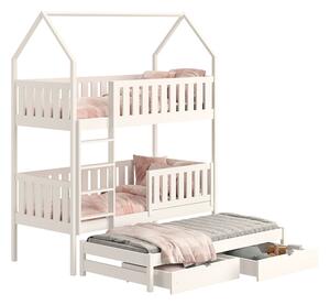Dětská domečková postel Nemos 90x200 výsuvná - bílá