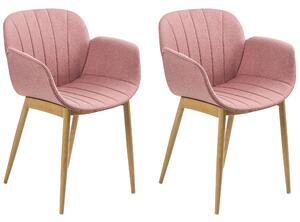 Sada 2 čalouněných jídelních židlí růžové ALICE