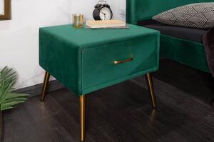 Massive home | Luxusní noční stolek ze sametu zelený Sanel MH400310