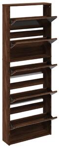 Botník se zrcadlem 5patrový hnědý dub 63 x 17 x 169,5 cm