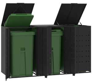 Box na 3 popelnice černý 207 x 79 x 117 cm ocel 3279978