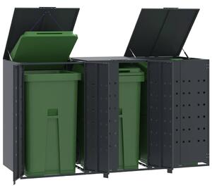 Box na 3 popelnice antracitový 207 x 79 x 117 cm ocel 3279983