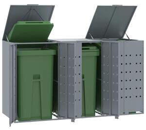 Box na 3 popelnice šedý 207 x 79 x 117 cm ocel 3279988