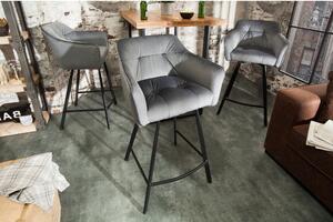 Massive home | Barová židle ze sametu, stříbrná Gustav MH390790