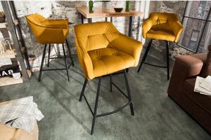 Massive home | Barová židle ze sametu, žlutá Gustav MH403080