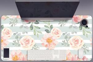 Velká ochranná podložka na stůl Růžové květy