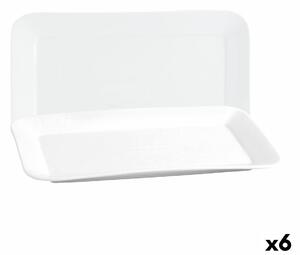 3843 Servírovací podnos Quid Basic Obdélníkový Keramický Bílý (25,9 x 15 cm) (6 kusů)